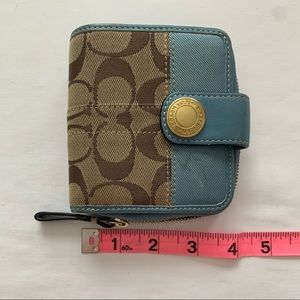 Y2k blue leather monogram coach wallet